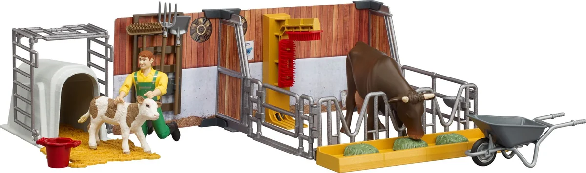 bworld Kuh- und Kälberstall mit Landwirt